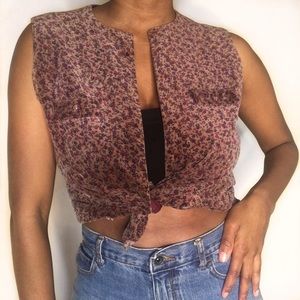 Vintage, floral, BROWN, vest